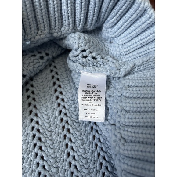 Haven Well Within Open Stitch Johnny Collar Sweater | Light Blue Size Small - Picture 4 of 7
